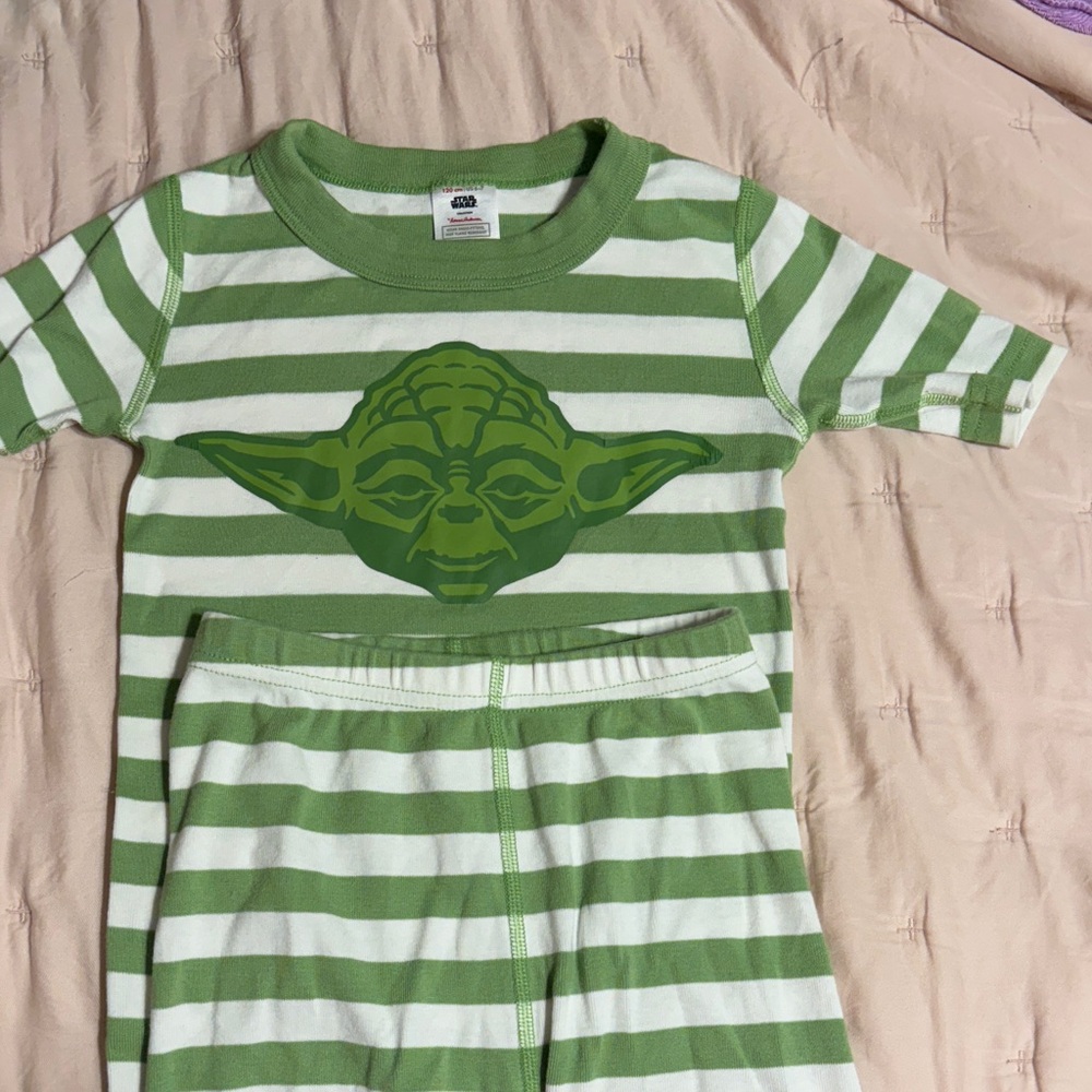 Hanna Andersson Green Striped Kids Pajama Set